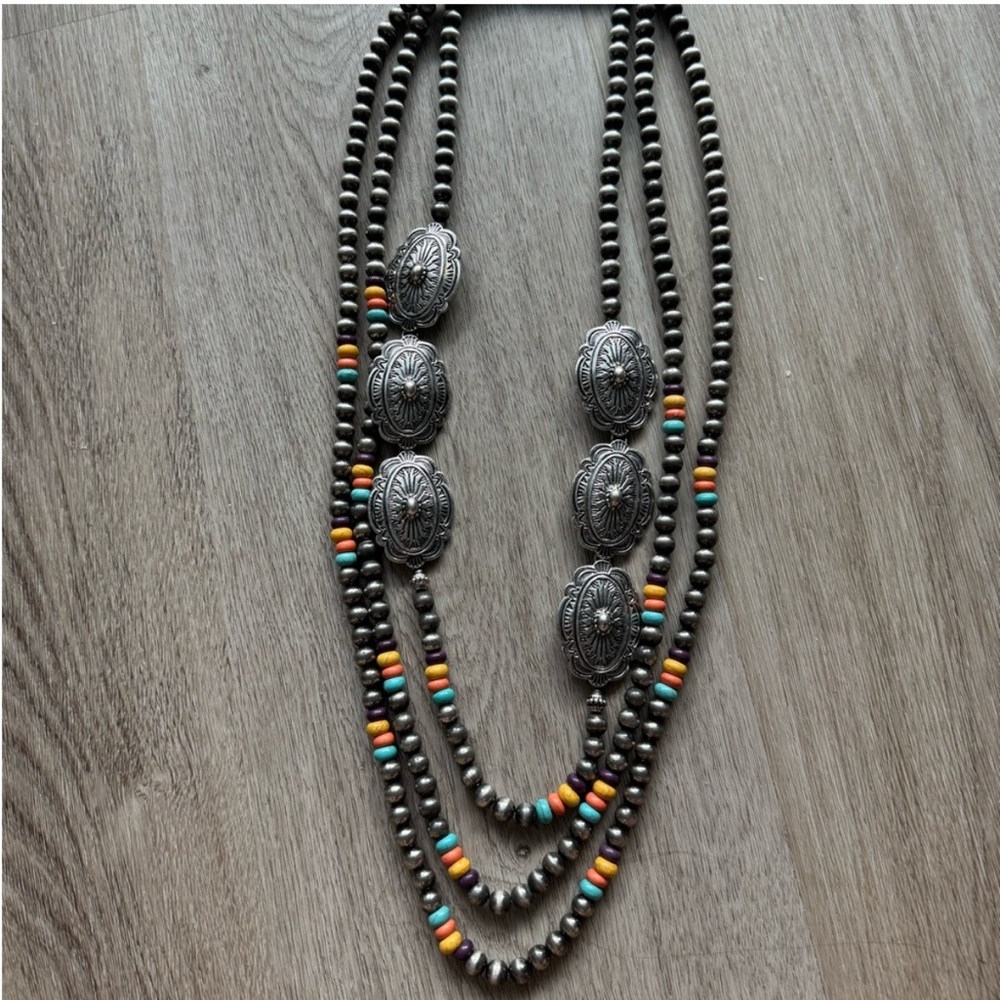 Multicolor Beaded Necklace with Silver Accents